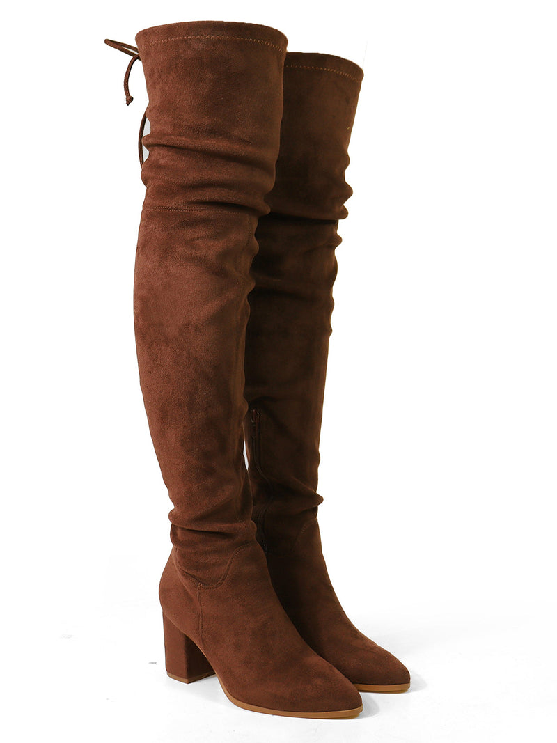 Becky Stretchy Thigh High Boots - Frederick's of Hollywood