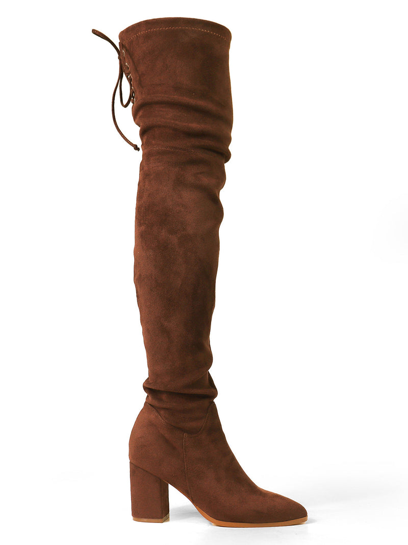 Becky Stretchy Thigh High Boots - Frederick's of Hollywood