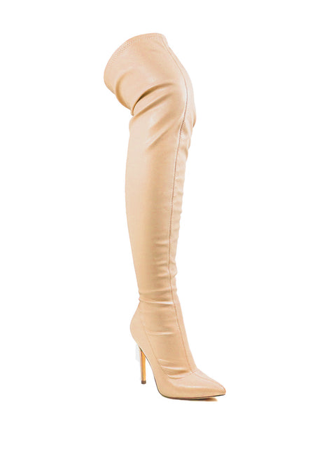 Gisele Stretchy Overknee Heeled Boots - Frederick's of Hollywood
