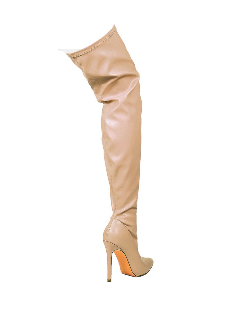 Gisele Stretchy Overknee Heeled Boots - Frederick's of Hollywood