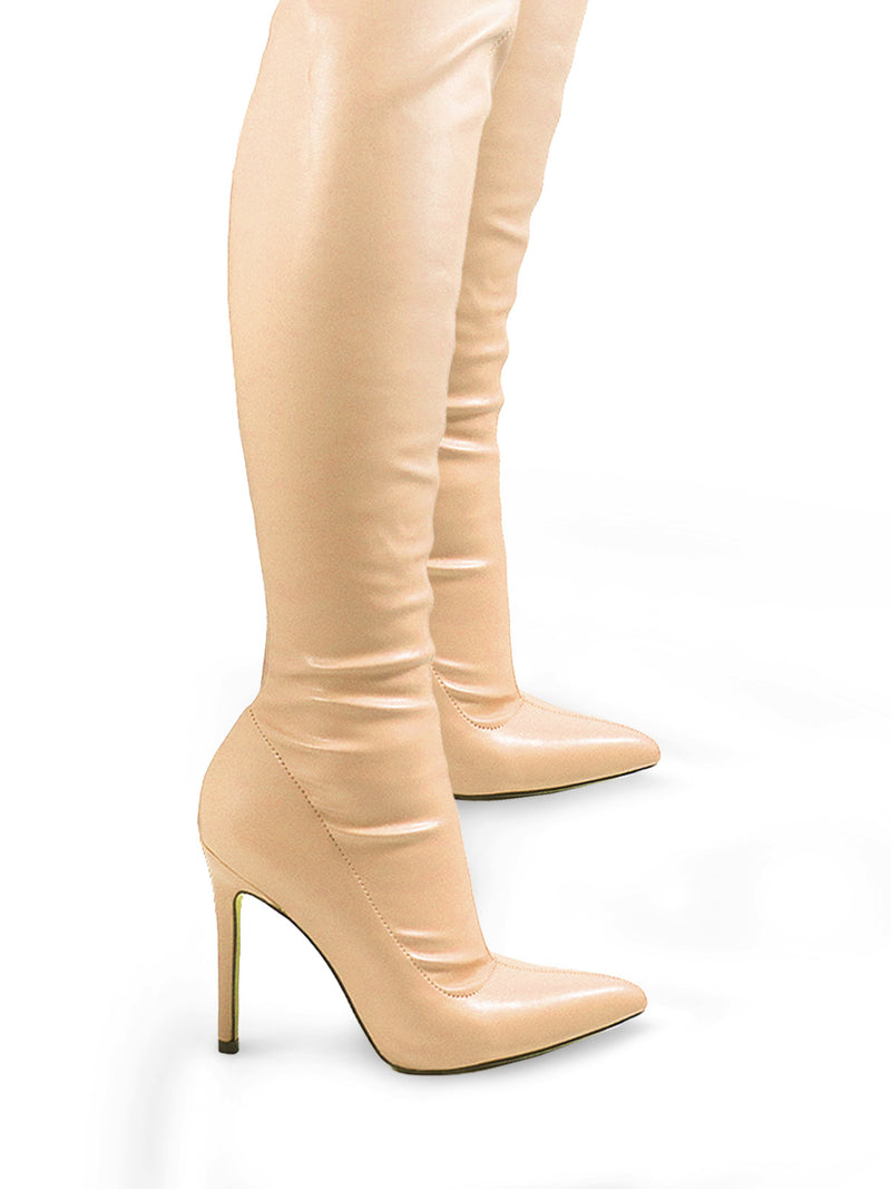 Gisele Stretchy Overknee Heeled Boots - Frederick's of Hollywood