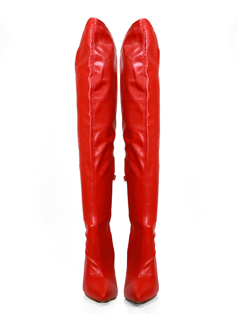 Gisele Stretchy Overknee Heeled Boots - Frederick's of Hollywood