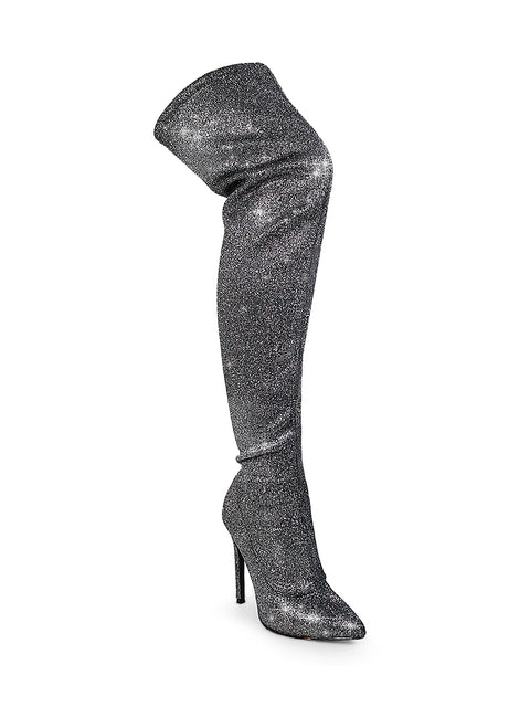 Gisele Stretchy Overknee Heeled Boots - Frederick's of Hollywood