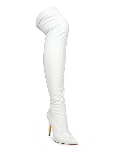 Gisele Stretchy Overknee Heeled Boots - Frederick's of Hollywood