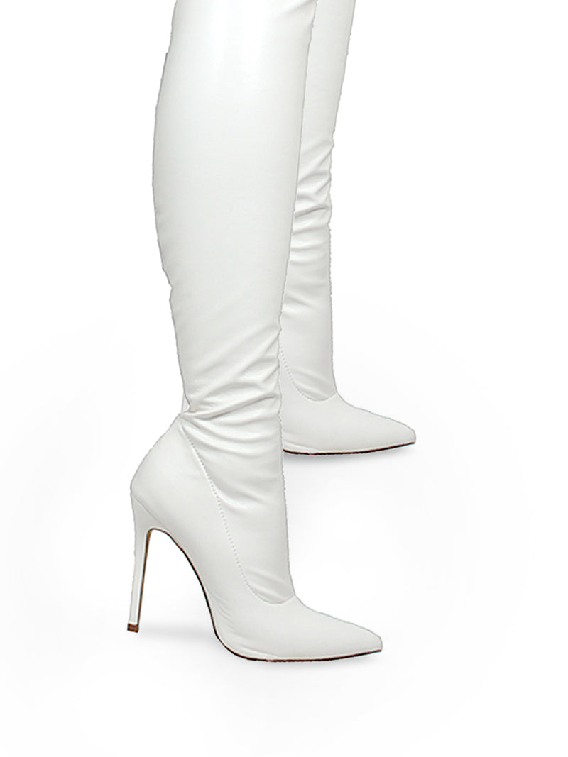Gisele Stretchy Overknee Heeled Boots - Frederick's of Hollywood