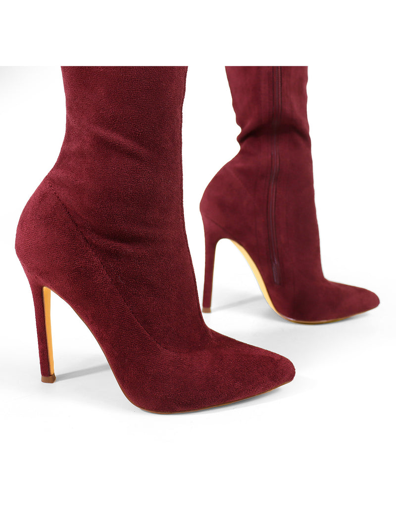 Gisele Stretchy Overknee Heeled Boots - Frederick's of Hollywood