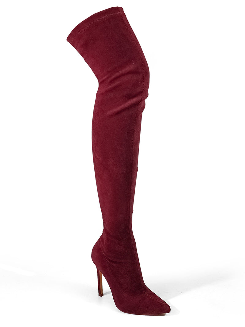 Gisele Stretchy Overknee Heeled Boots - Frederick's of Hollywood