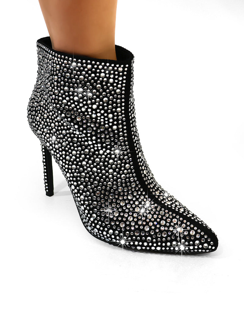 Izara Rhinestone Ankle Boots - Frederick's of Hollywood