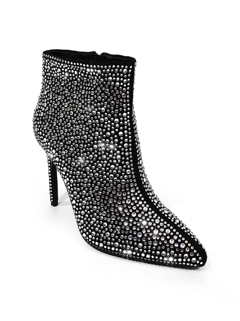 Izara Rhinestone Ankle Boots - Frederick's of Hollywood