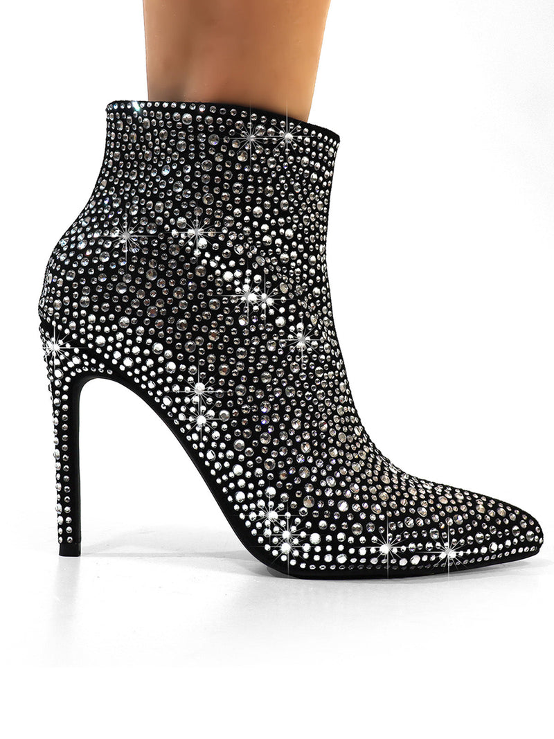 Izara Rhinestone Ankle Boots - Frederick's of Hollywood