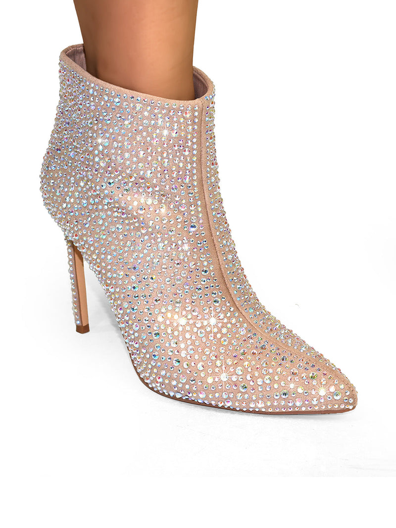 Izara Rhinestone Ankle Boots - Frederick's of Hollywood