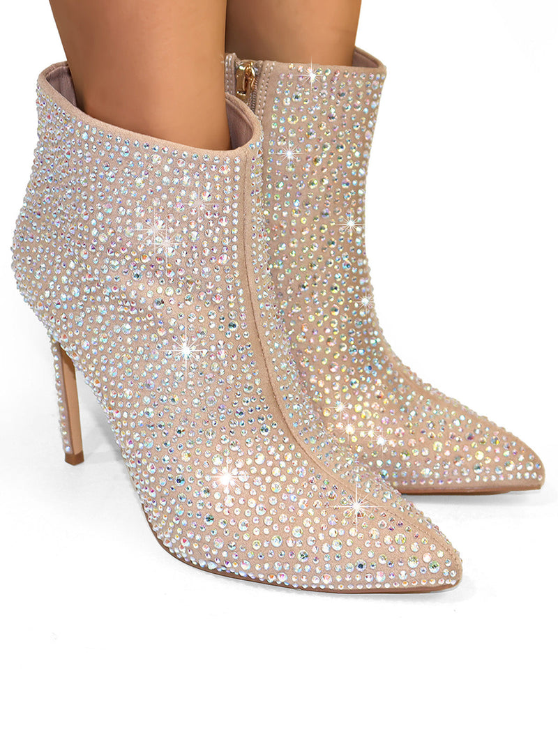 Izara Rhinestone Ankle Boots - Frederick's of Hollywood