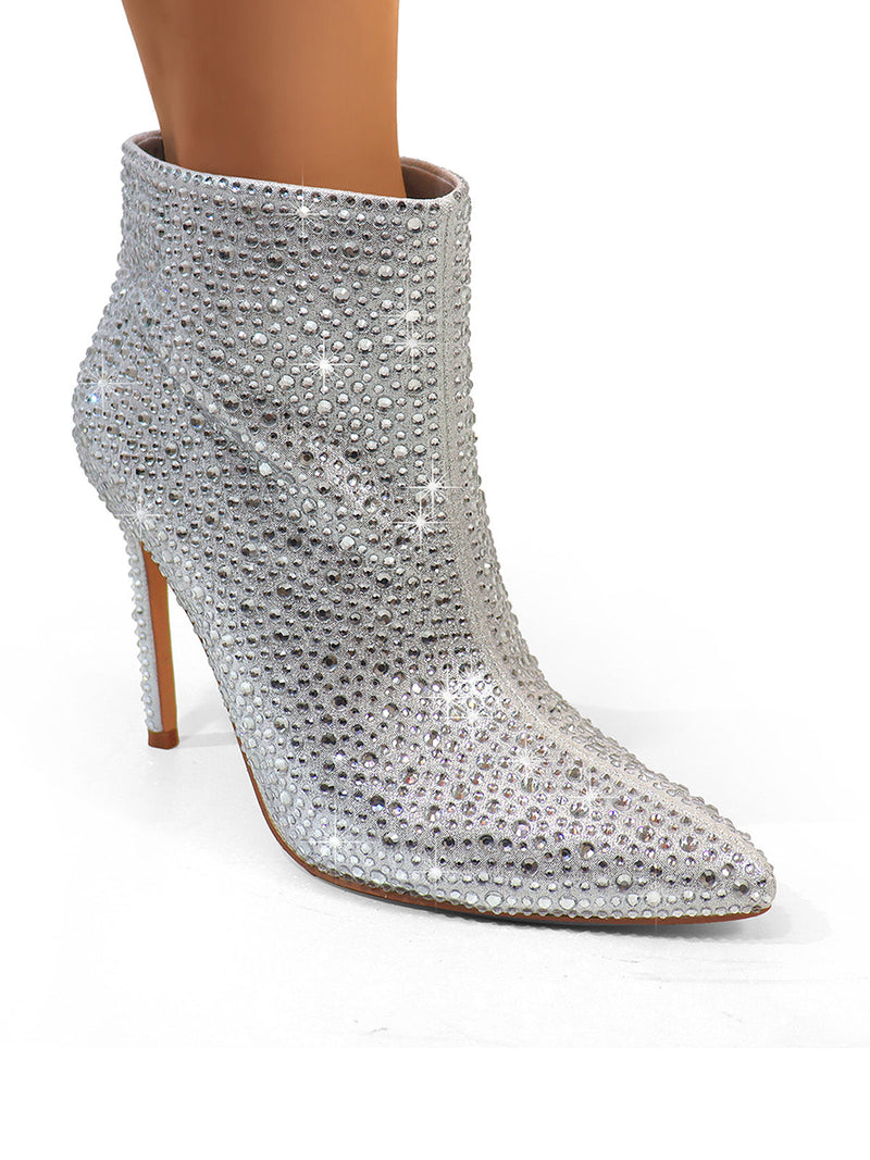 Izara Rhinestone Ankle Boots - Frederick's of Hollywood