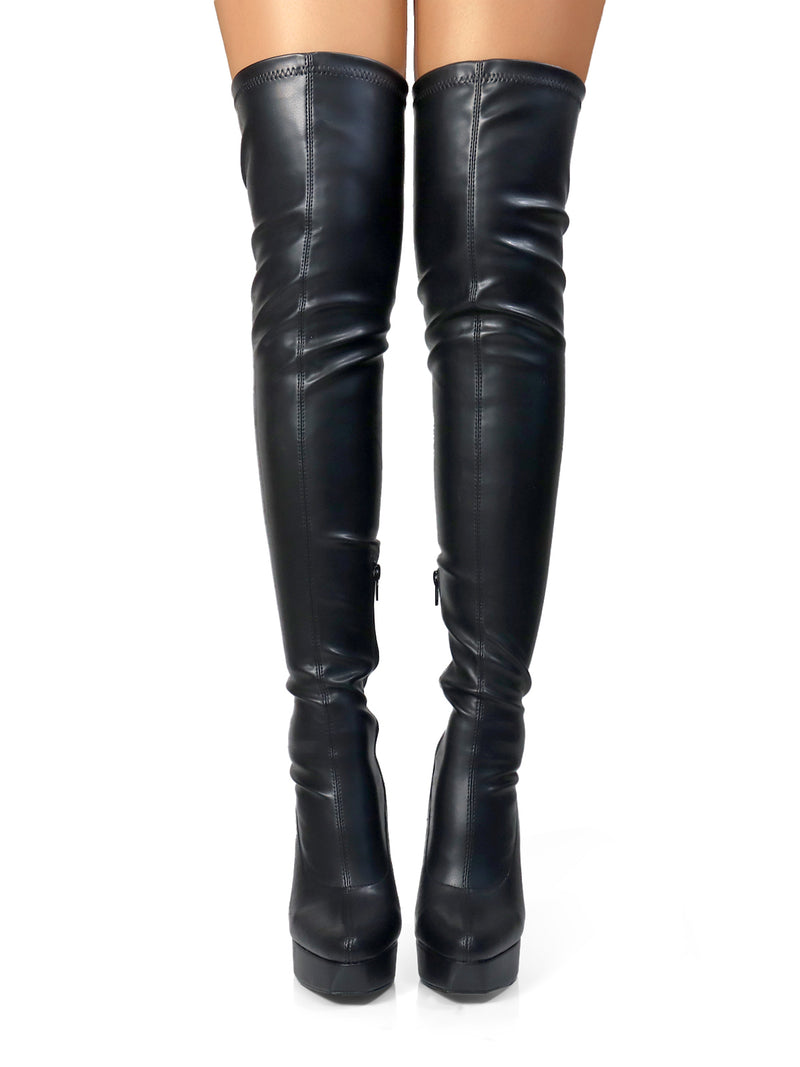 Jadore Stretchy Thigh High Boots - Frederick's of Hollywood