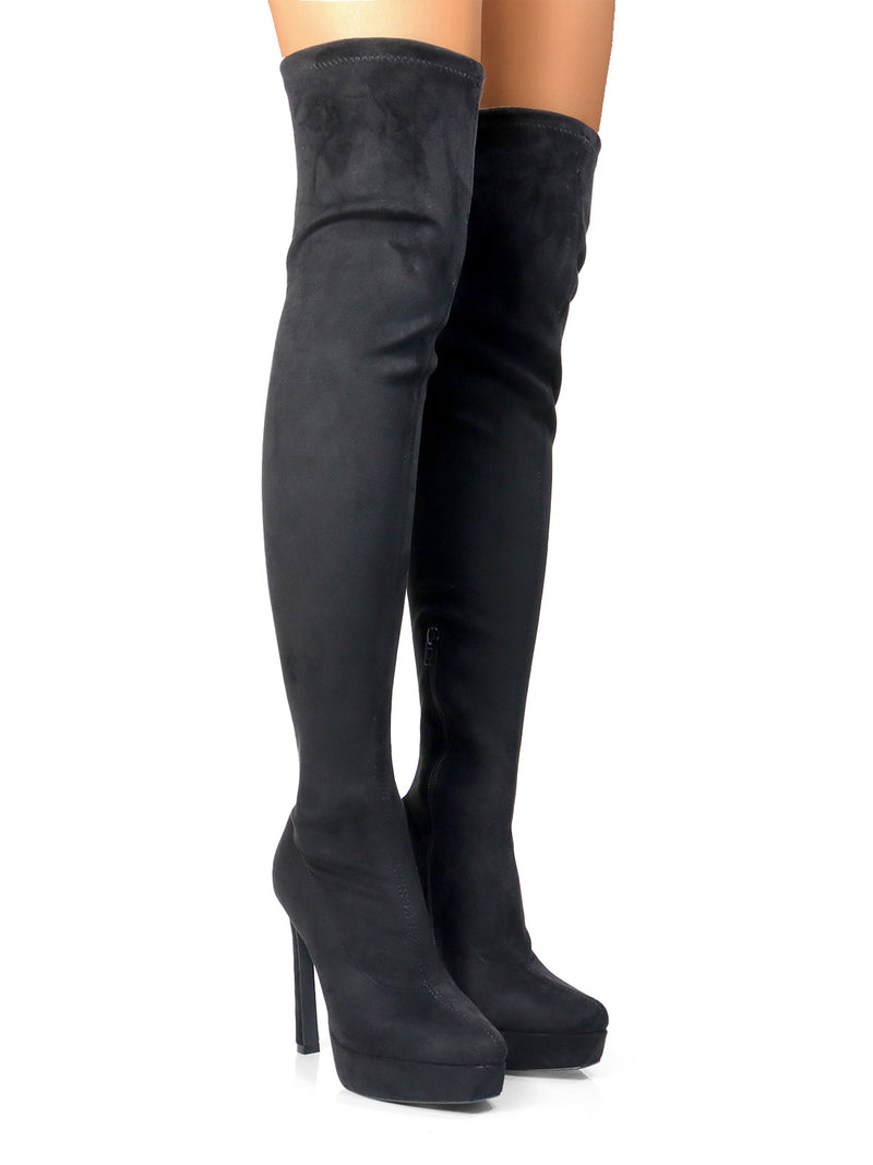 Jadore Stretchy Thigh High Boots - Frederick's of Hollywood