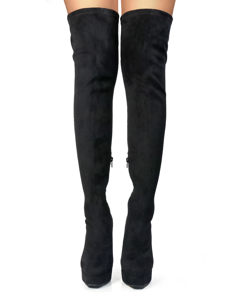 Jadore Stretchy Thigh High Boots - Frederick's of Hollywood