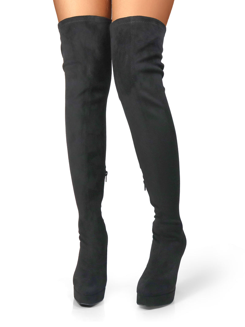 Jadore Stretchy Thigh High Boots - Frederick's of Hollywood