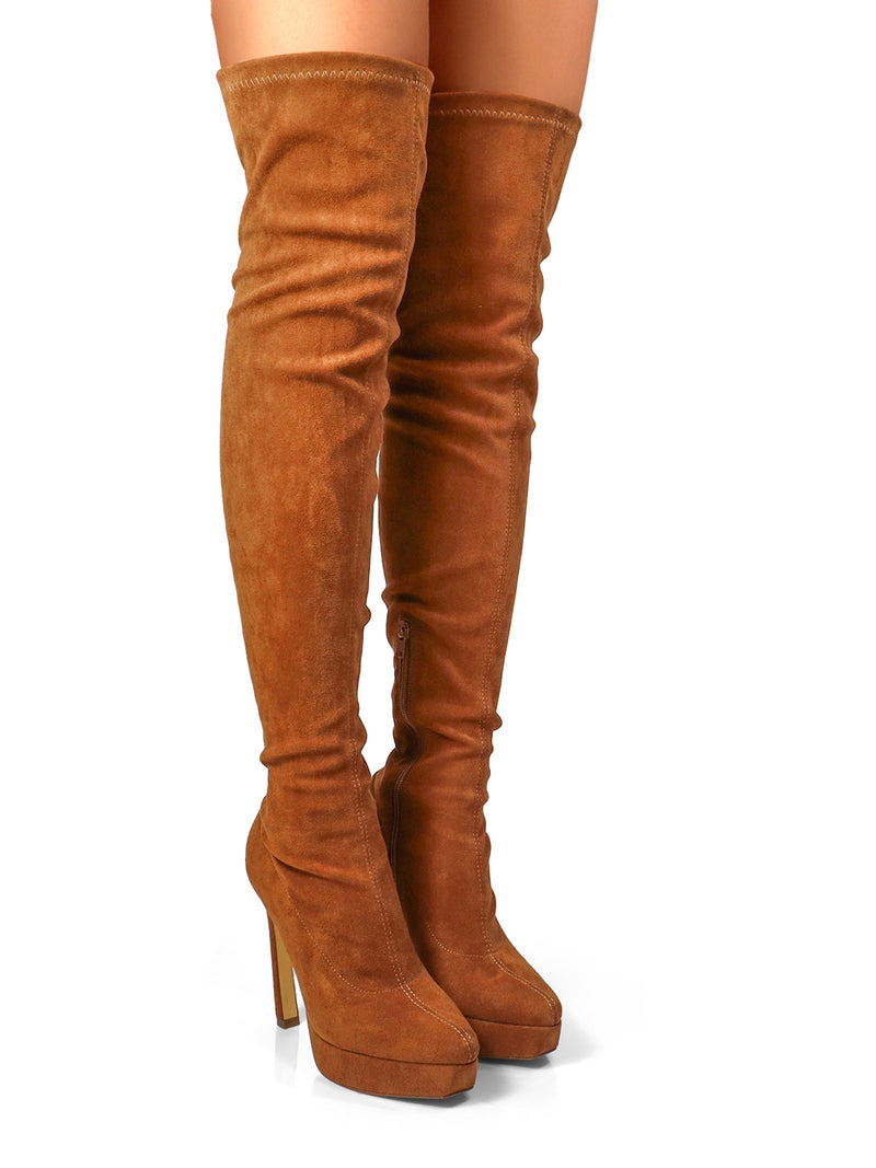 Jadore Stretchy Thigh High Boots - Frederick's of Hollywood