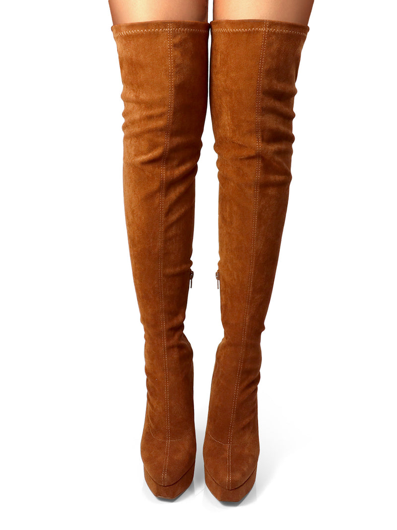 Jadore Stretchy Thigh High Boots - Frederick's of Hollywood