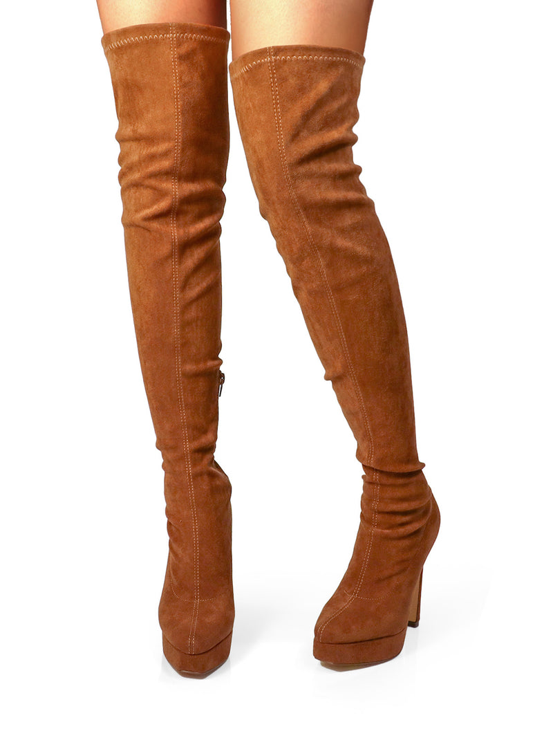 Jadore Stretchy Thigh High Boots - Frederick's of Hollywood