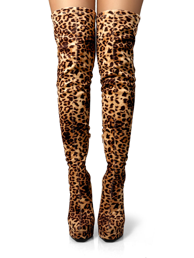 Jadore Stretchy Thigh High Boots - Frederick's of Hollywood