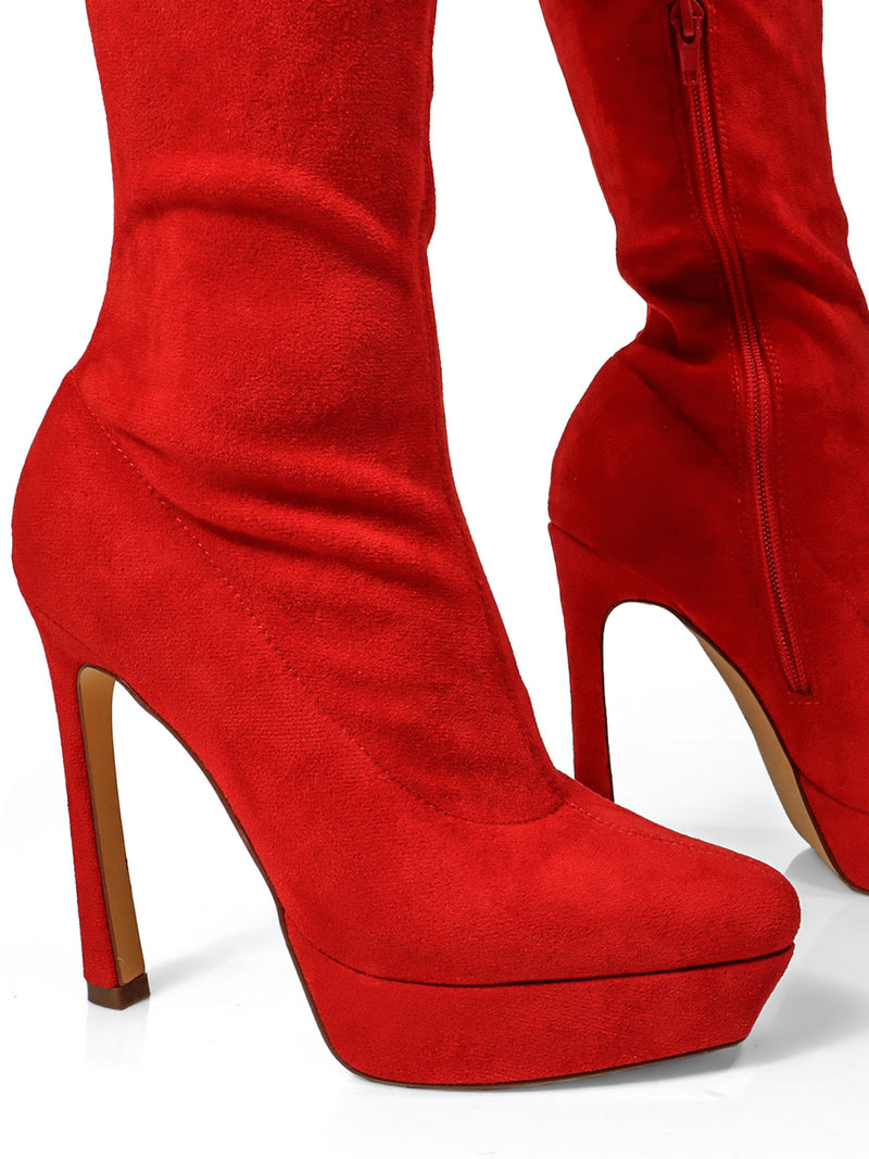 Jadore Stretchy Thigh High Boots - Frederick's of Hollywood