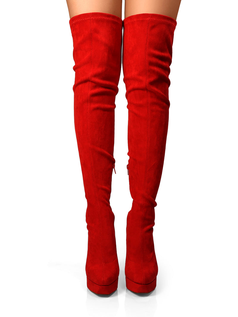 Jadore Stretchy Thigh High Boots - Frederick's of Hollywood