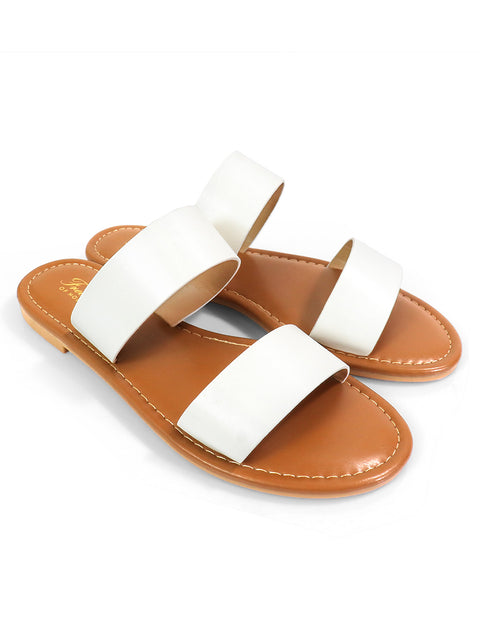 Janelle Double Band Flat Sandal - Frederick's of Hollywood