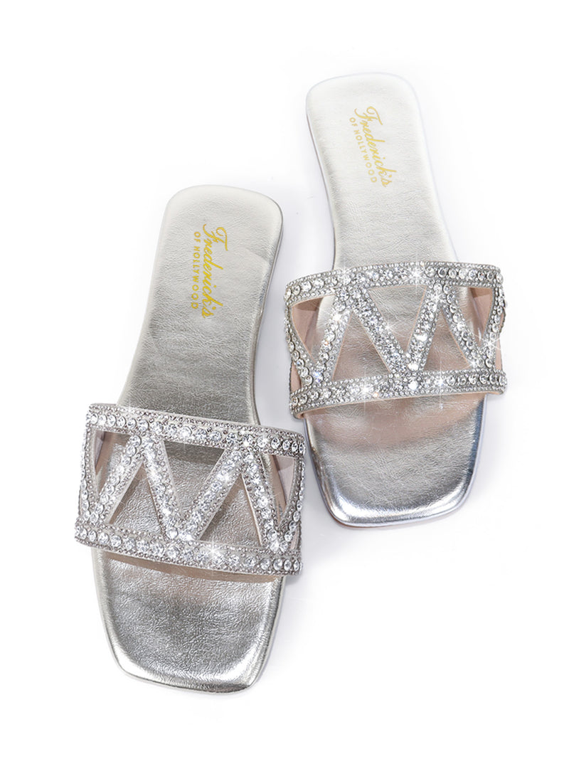 Lucy Rhinestone Flat Sandal - Frederick's of Hollywood
