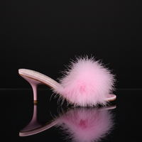 Luxor pink sandal with feathers