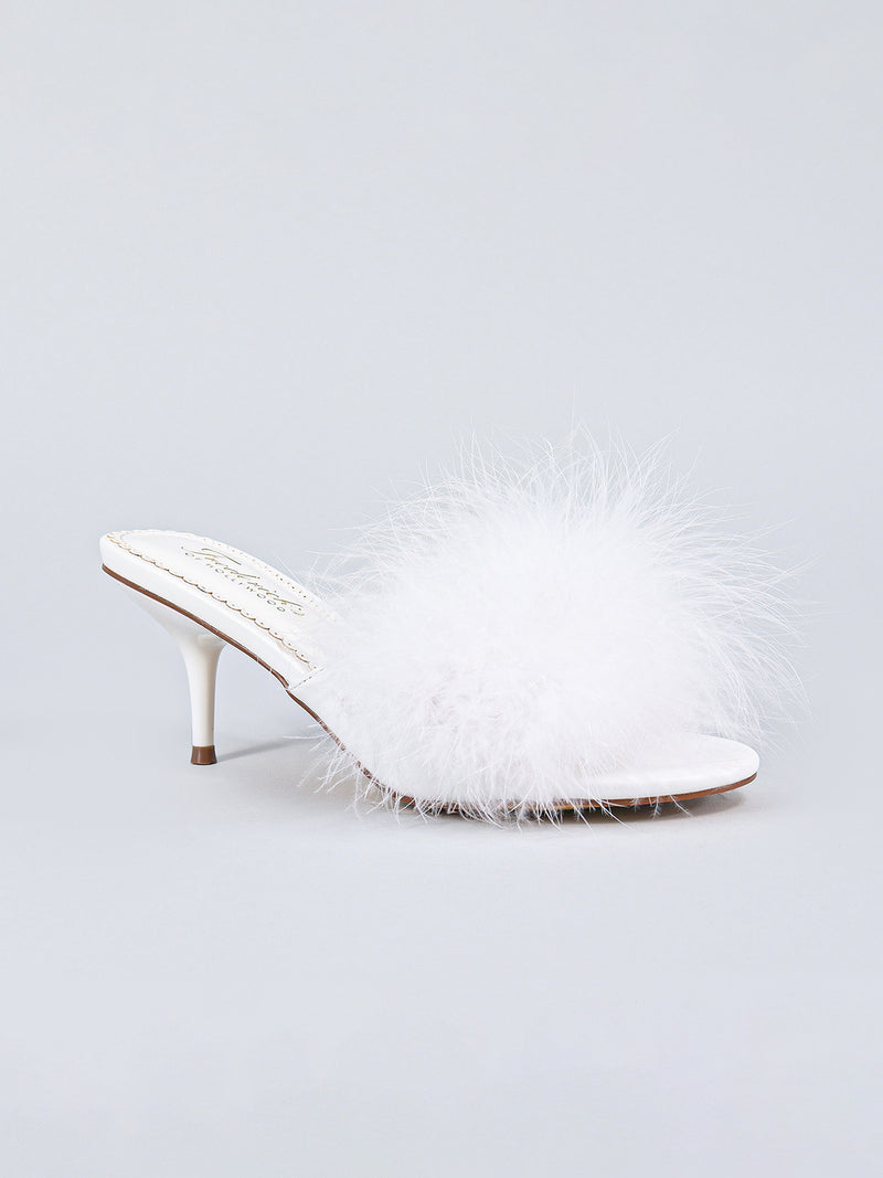 Luxor Feather Mule - White