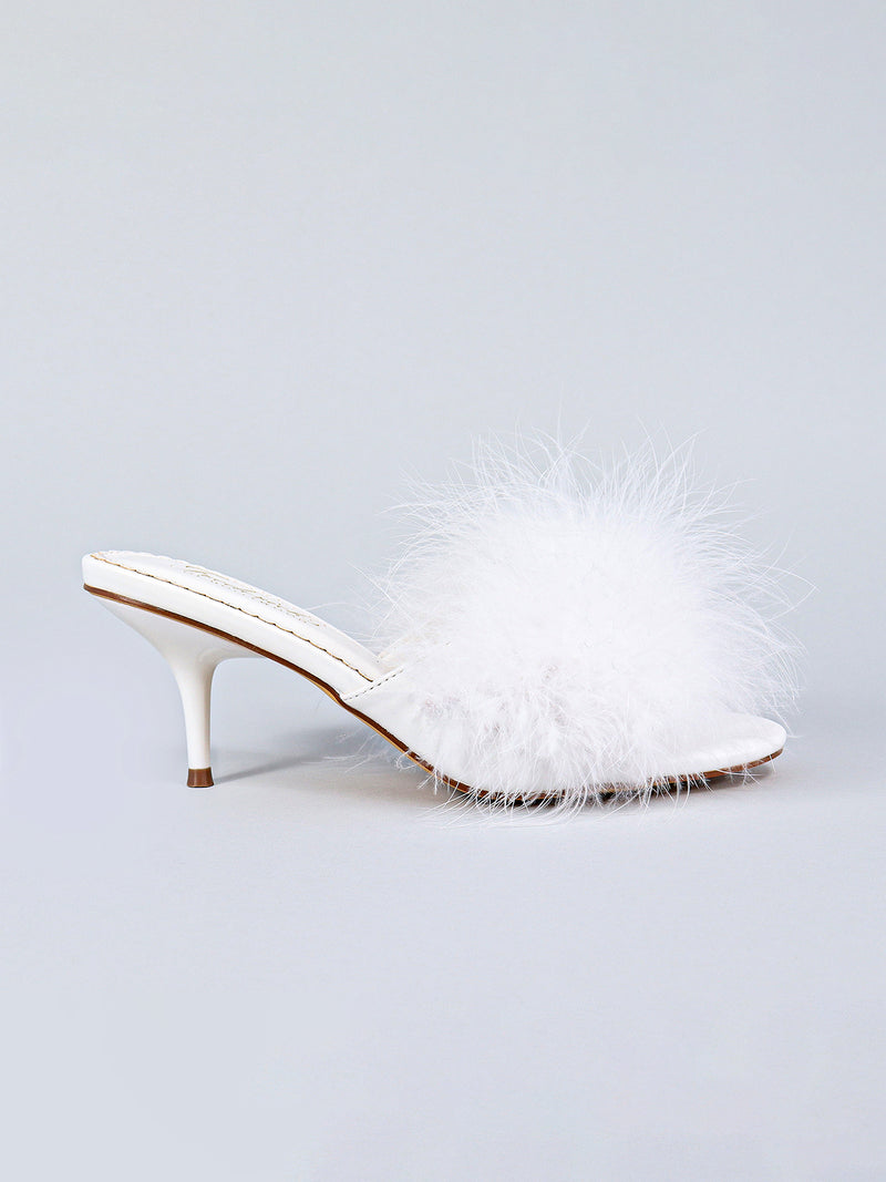 Luxor Feather Mule - White