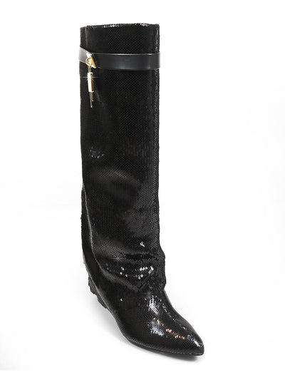 Maria Drape Over Knee Wedge Boots