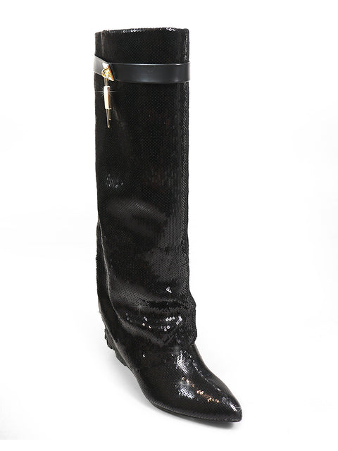 Maria Drape Over Knee Wedge Boots