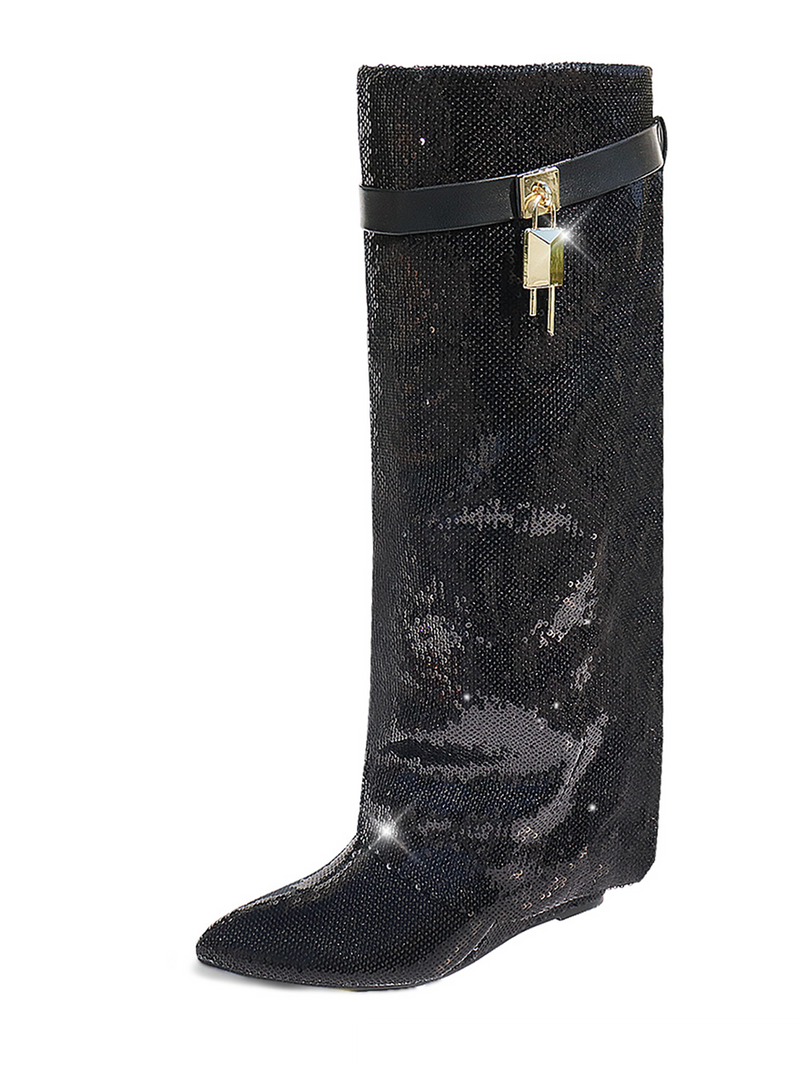 Maria Drape Over Knee Wedge Boots