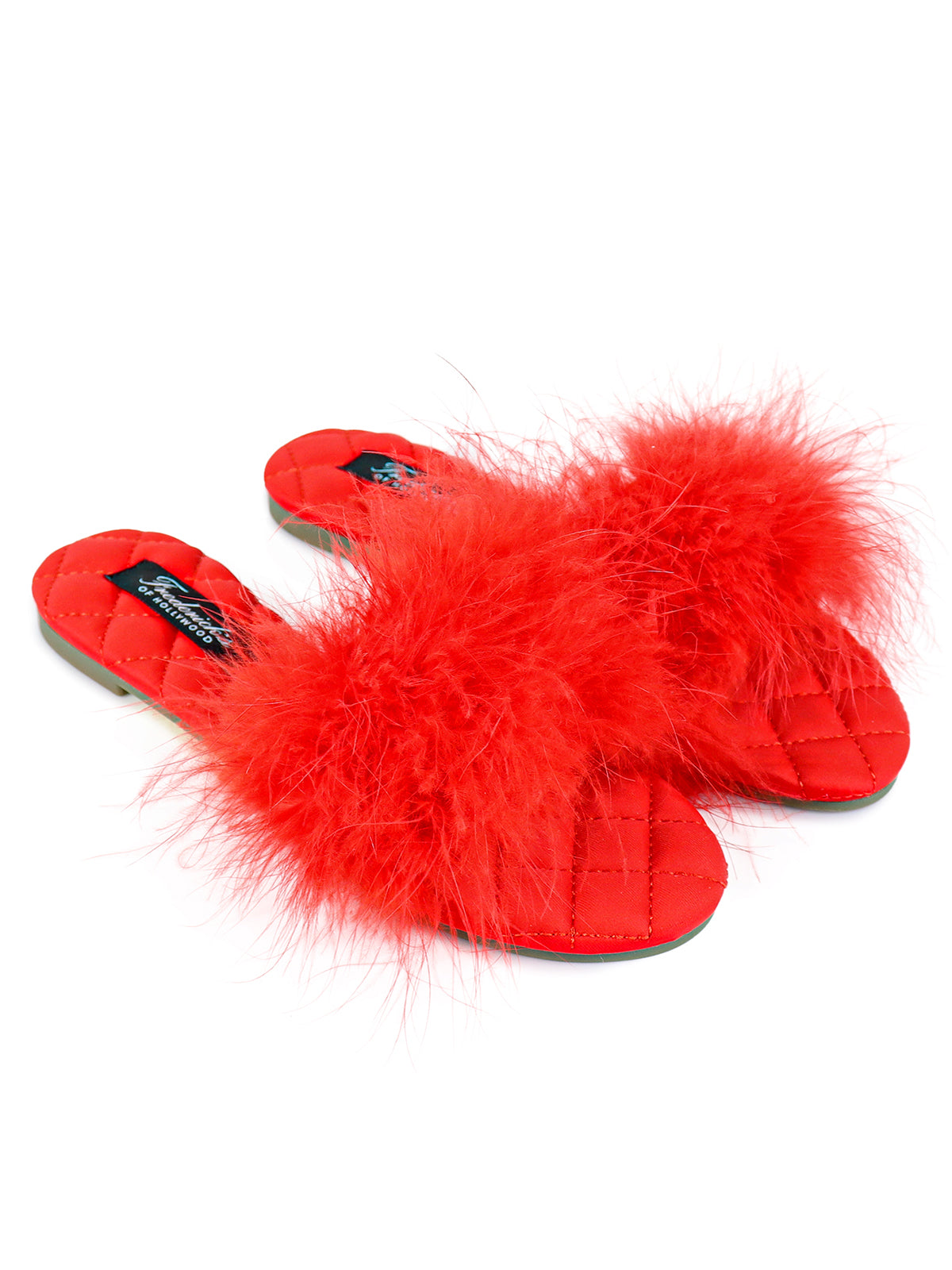 Maxim Feather Flat Sandal in Red - Frederick's Of Hollywood