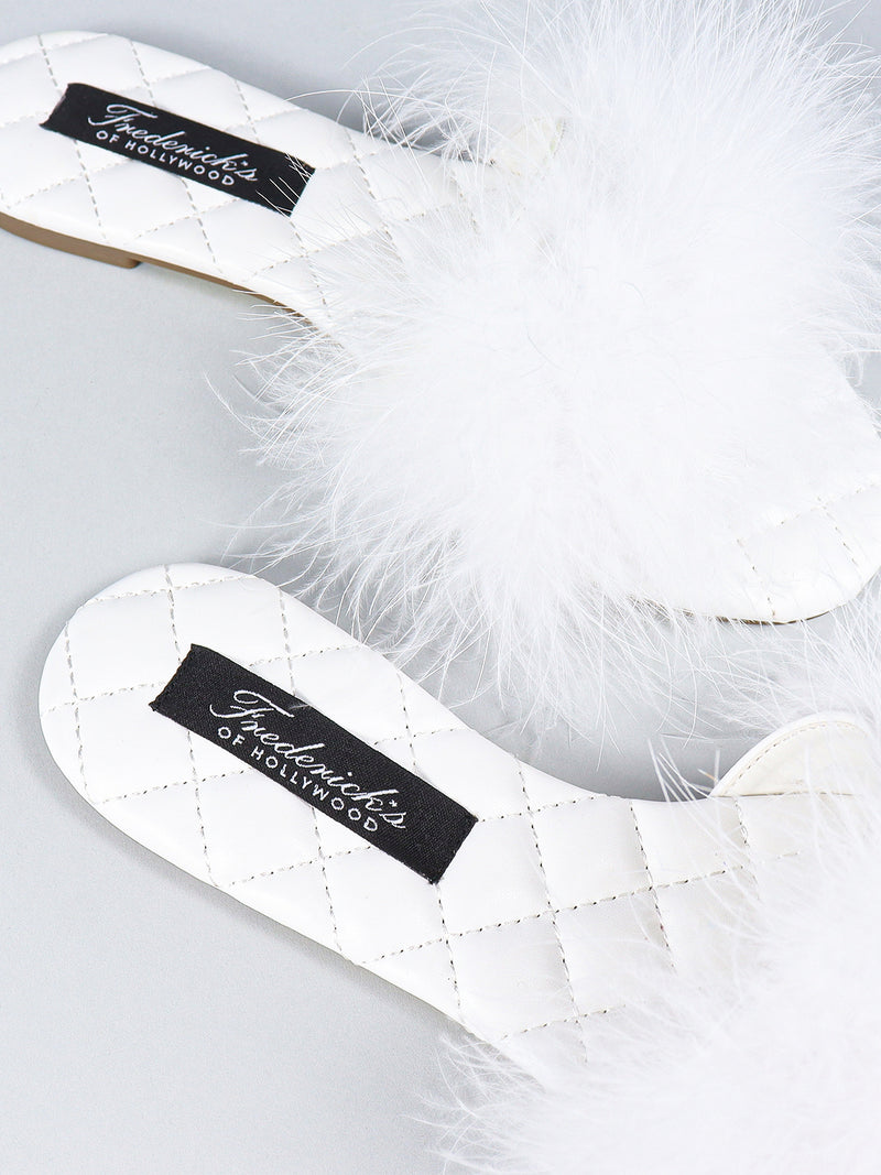 Maxim Feather Flat Sandal - White