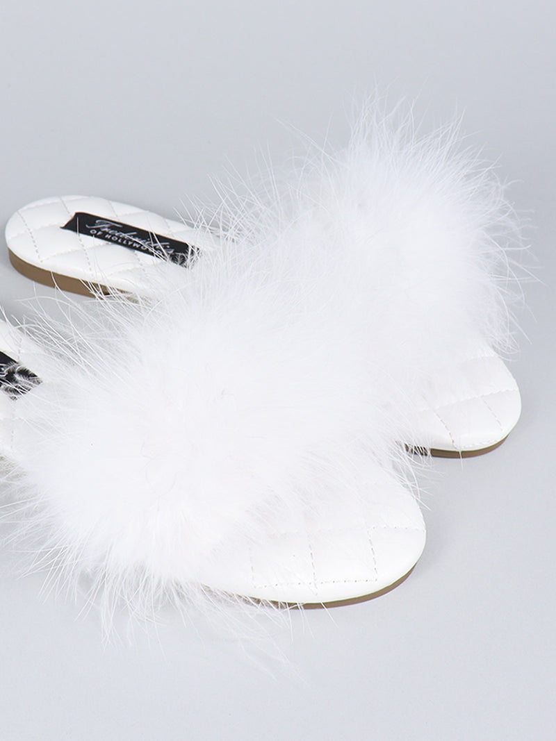 Maxim Feather Flat Sandal - White