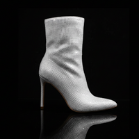 Nadia silver rhinestone booties