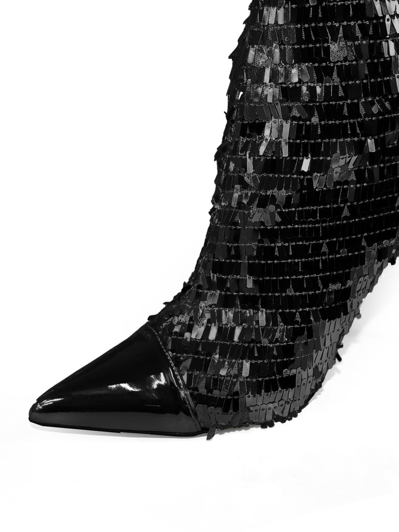 Vitoria Sequin Knee High Boots - Frederick's of Hollywood