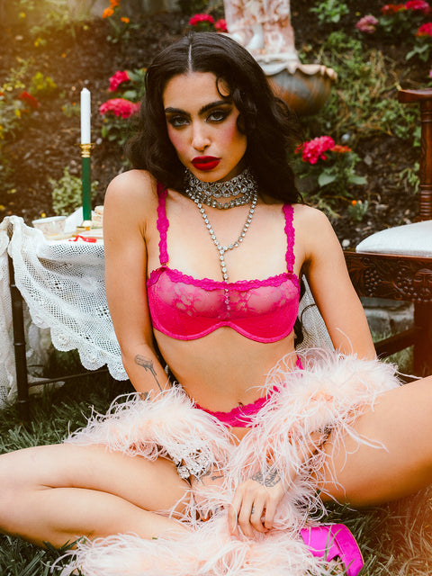 Pia Lace Push Up Half Cup Bandeau Bra