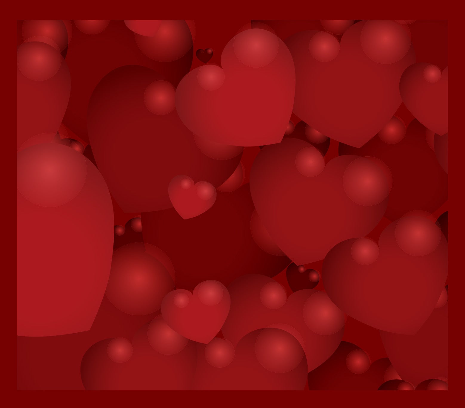 Red heart-shaped balloons on a red background