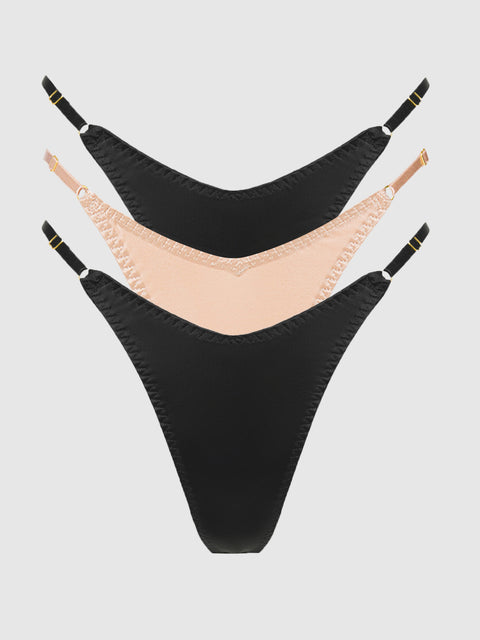 Rising Star Liquid Satin Thong 3 Pack - Frederick's of Hollywood