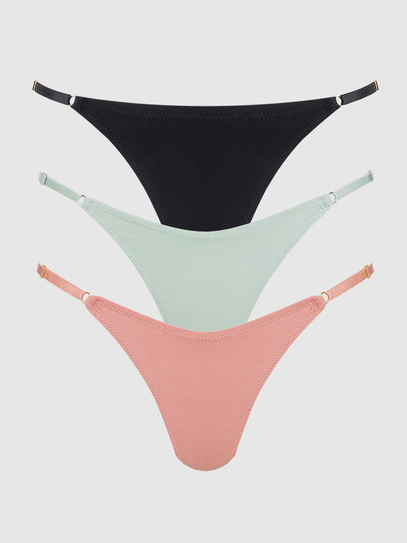Bailey Stretch Cotton Thong 3 Pack - Frederick's of Hollywood
