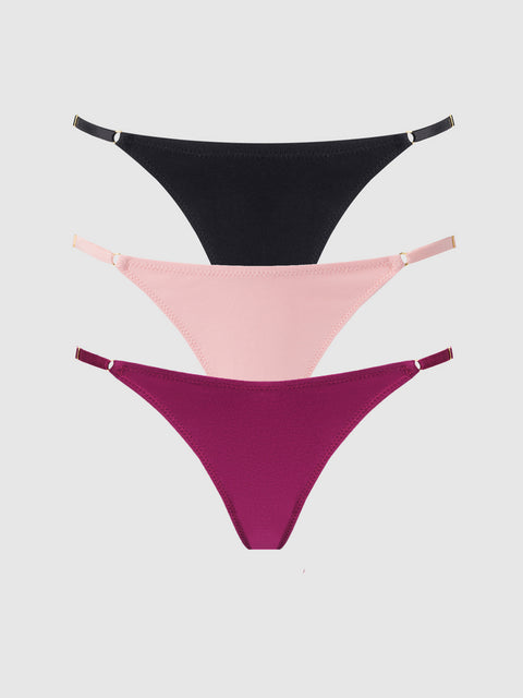 Bailey Stretch Cotton Thong 3 Pack - Frederick's of Hollywood
