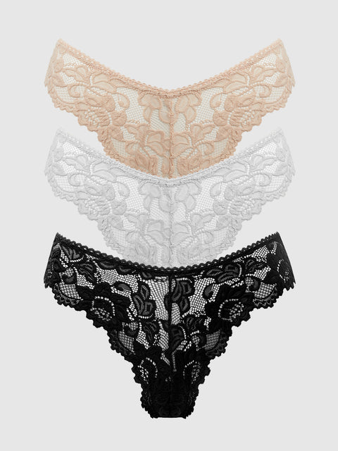 Jessica Lace Tanga 3 Pack - Frederick's of Hollywood
