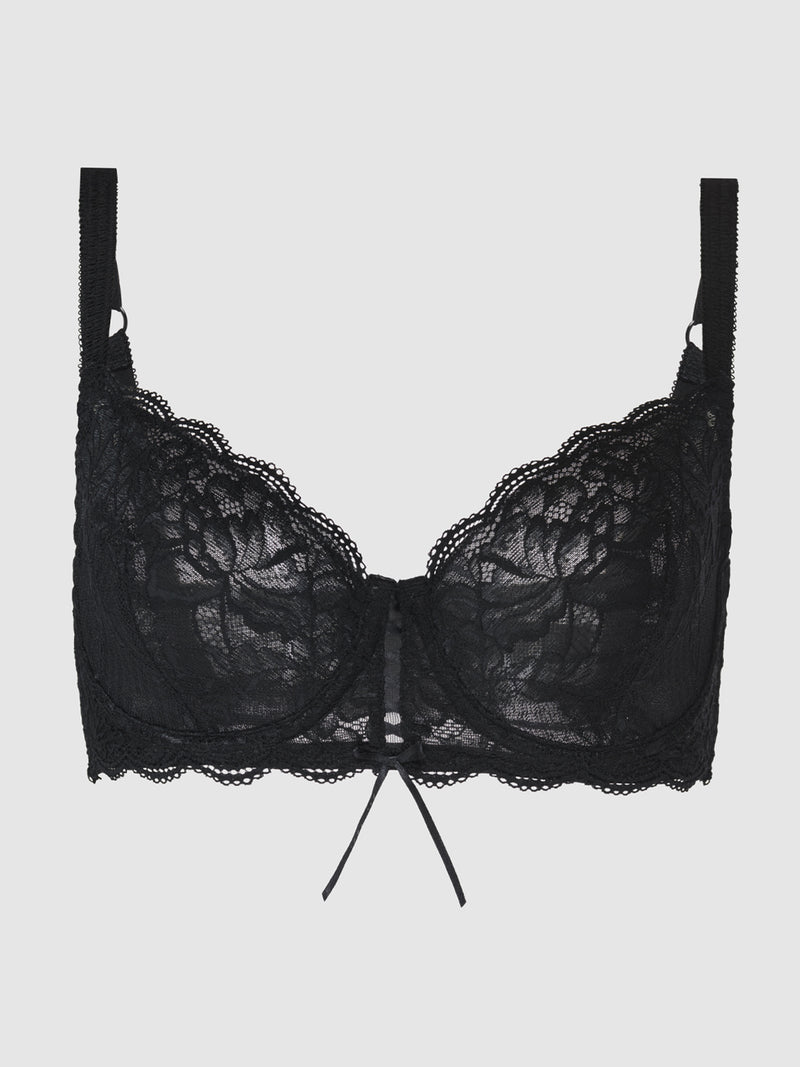 Charlotte Lace Full Figure Underwire Bra - Black