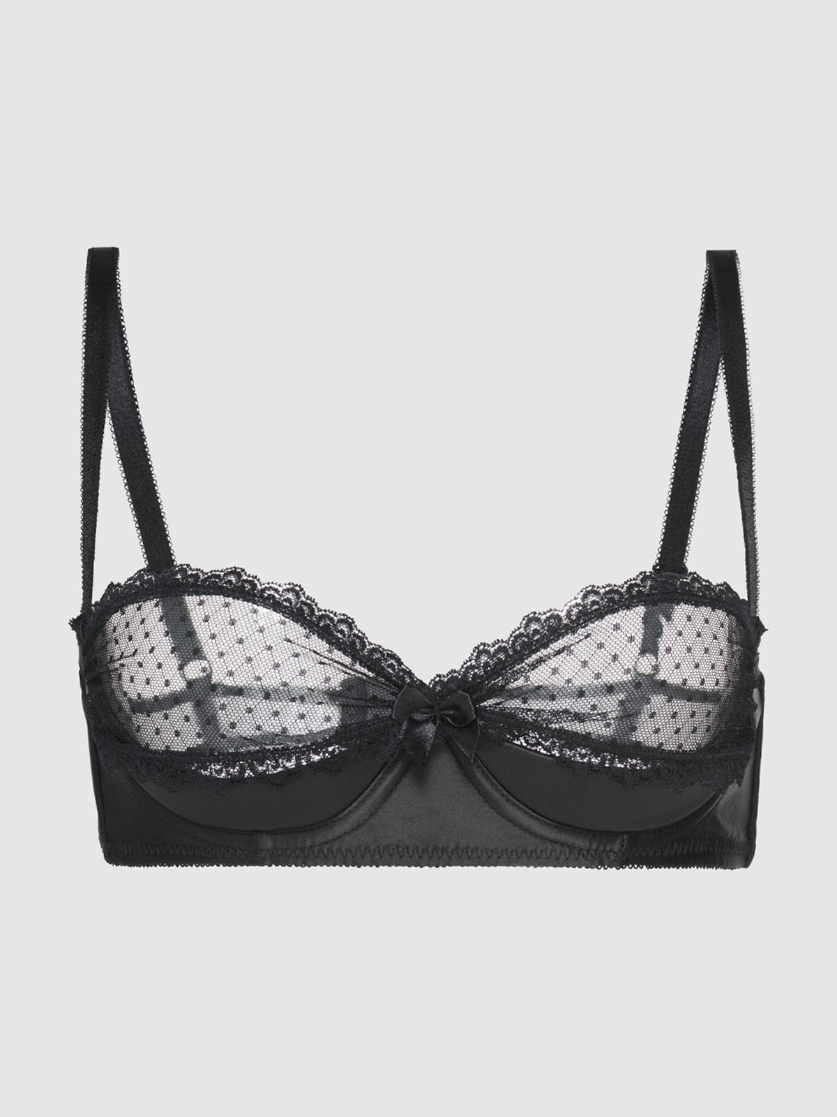 Alexie Mesh &amp; Satin Open Cup Bra - Fredericks of Hollywood