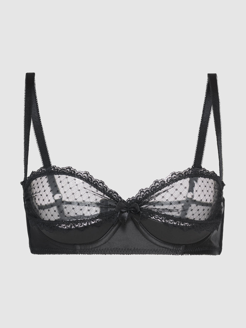Alexie Mesh & Satin Open Cup Bra - Fredericks of Hollywood
