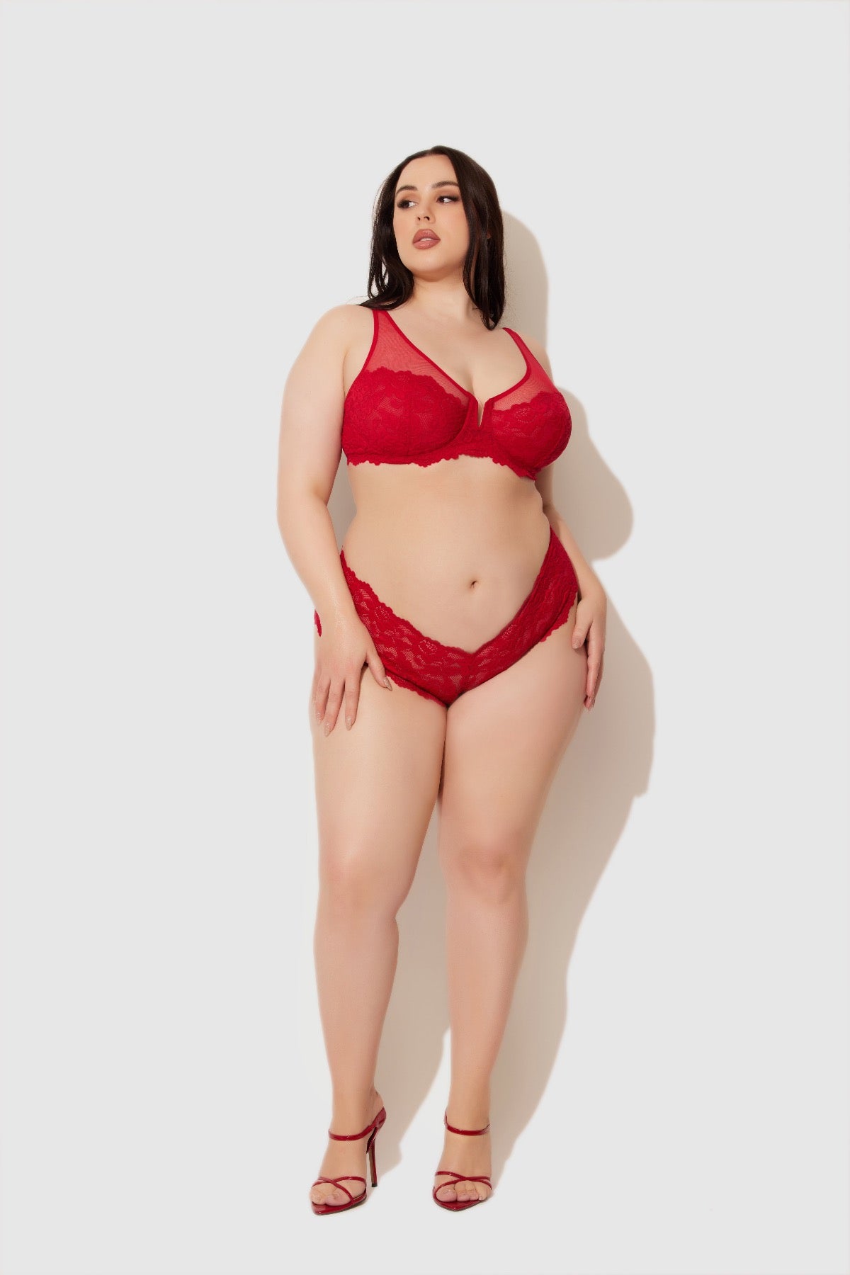 Jessica Lace Crotchless Cheeky - Jester Red